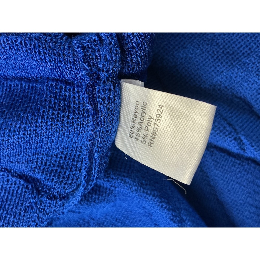Ming Wang 2X Royal Blue Geometric Textured Studded Open Front Knit Cardigan - Picture 9 of 12